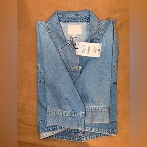 Zara Light Blue Denim Oversized Crop-Style Top